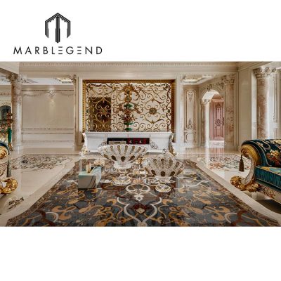 custom luxury lobby marble medallion floor tile villa marbe inlay flooring decor