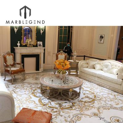 custom marble medallion waterjet inlay flooring tile for villa decor