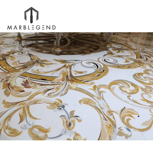 custom marble medallion waterjet inlay flooring tile for villa decor