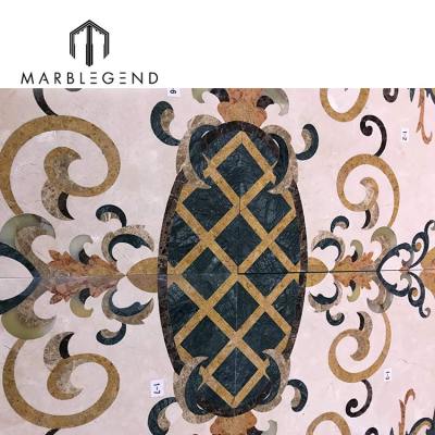 factory price natural beige marble stone medallions waterjet inlay flooring tile for villa decor