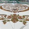 luxury villa white natural marble medallions waterjet inlay stone floor tile decor project