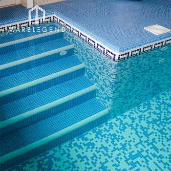 manufacture aqua glass swimming pool tile custom blue glass mosaic tiles