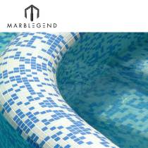 manufacture aqua glass swimming pool tile custom blue glass mosaic tiles
