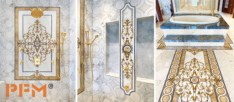 custom luxury classic marble parquet floor tile livingroom marble medallion inlay slab wall