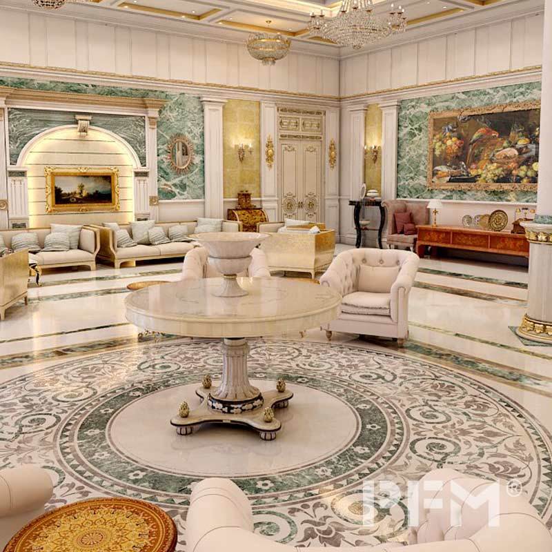 custom luxury classic marble parquet floor tile livingroom marble medallion inlay slab wall