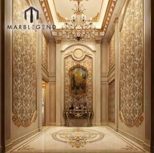 Luxurious Entrance Interior Design with Waterjet Marble floor - Customizable OEM Interior Design Services