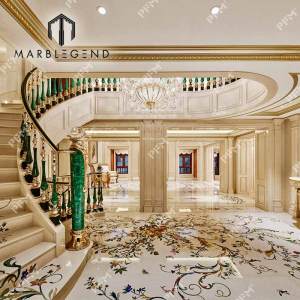 Exquisite Waterjet Marble Inlay Medallion Flooring for Your Luxury Villa - OEM Interior Design Service