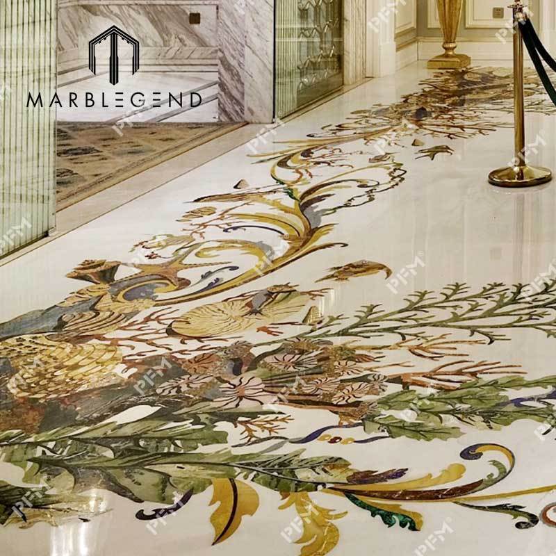 Premium Marble Flooring Design for High-End Villa Projects: Custom Waterjet Inlay