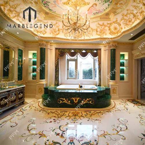 Wholesale OEM Supplier: Exquisite Waterjet Marble Inlay Flower Pattern Flooring for Villa Decor