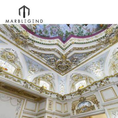 Custom Luxury Palace Curtain Wall PUP Ceiling Panel GRG Mansion Coffer Ceiling Tile