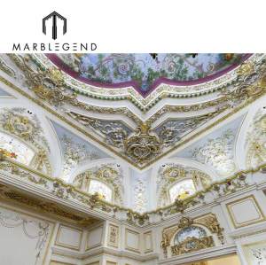 Custom Luxury Palace Curtain Wall PUP Ceiling Panel GRG Mansion Coffer Ceiling Tile