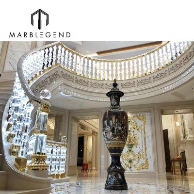 Custom Luxury K9 Crystal Stairs Railings - Premium Crystal Glass Balcony Handrails with Illumination