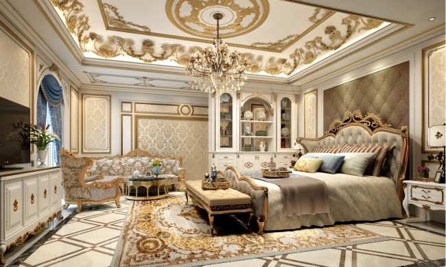 Classical Royal Style Master Bedroom