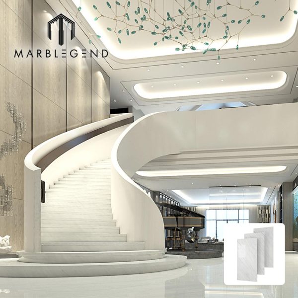 Milano White Marble Slabs Supplier Cutstom Polished Lobby Marble Wall Tiles Design
