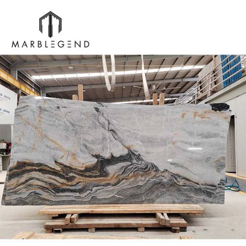 Tajikistan Grey Natural Marble Slab Custom Bookmatch Feature Marble Wall Panel