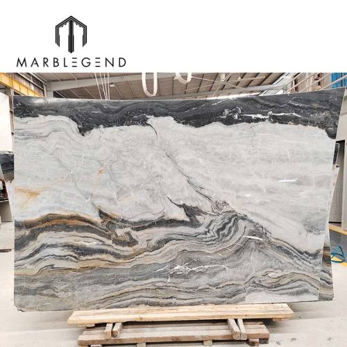 Tajikistan Grey Natural Marble Slab Custom Bookmatch Feature Marble Wall Panel