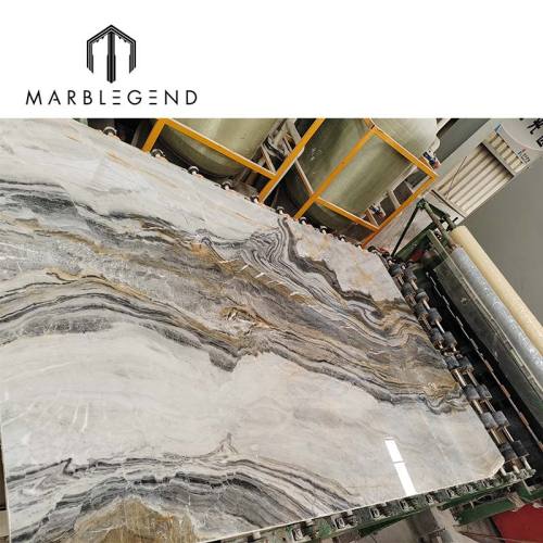 Tajikistan Grey Natural Marble Slab Custom Bookmatch Feature Marble Wall Panel