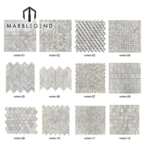 PFM External wall cladding Stone Mosaic Tiles Custom Tasso White Marble Mosaic Tiles For Flooring