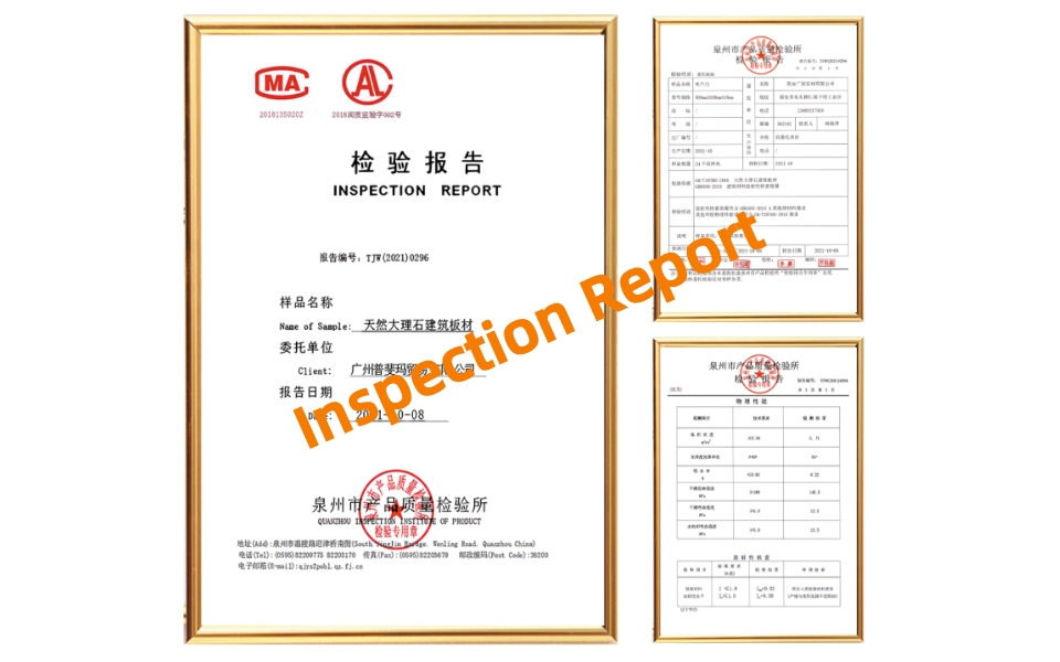 PFM Tasso White Marble Inspection Report