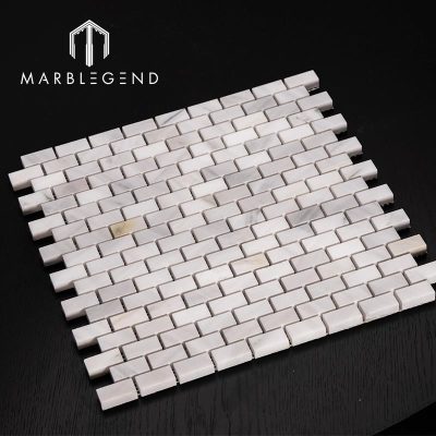 Premium polished Milan stone mosaic China Supplier custom-made Tasso white marble subway tile for Wall