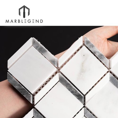 customized diamond grey and marble 3D mosaic flooring designs China polishing tasso white mosaic shower wall tiles Supplier