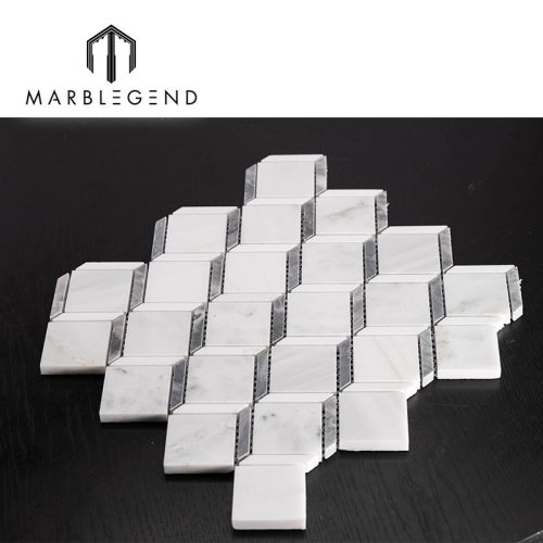 customized diamond grey and marble 3D mosaic flooring designs China polishing tasso white mosaic shower wall tiles Supplier