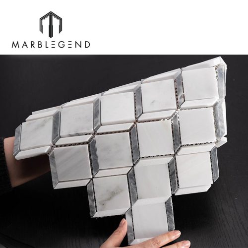 customized diamond grey and marble 3D mosaic flooring designs China polishing tasso white mosaic shower wall tiles Supplier