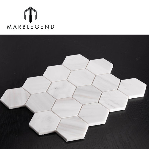 Bespoke kitchen pentagon mosaic tile Best price natural stone white tasso white marble flooring mosaic pattern