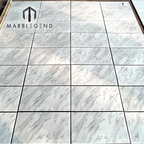 Factory Price High Gloss White Marble Grey Diagonal Veins Durable Polished Surface 10mm thin slabs panels