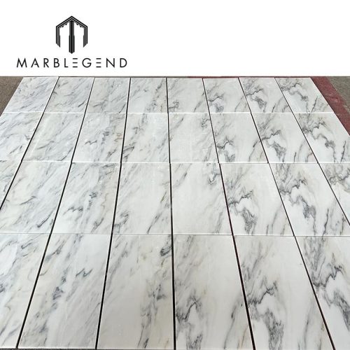 Polished White Marble Thin Slab Panels with Grey Diagonal Veins – Durable Surface | Manufacturer Direct