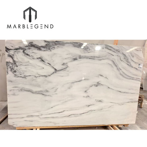 Marble factory direct sale glossy natural resistant Milano white marble slab for villa living room wall flooring