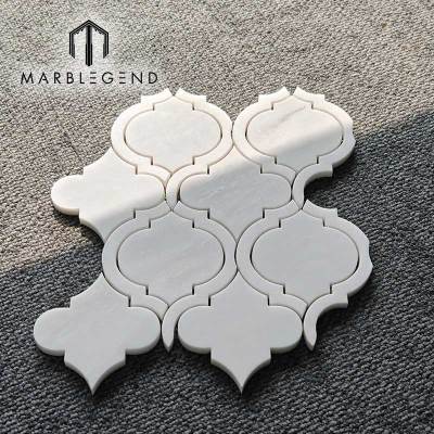 PFM Milano White Marble Arabesque Waterjet Mosaic Supplier Custom Polished  White Marble Lantern Mosaic Tiles For Wall And Floor
