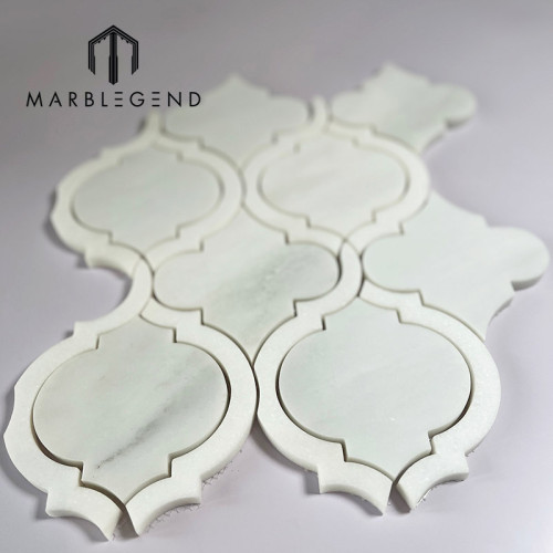 PFM Milano White Marble Arabesque Waterjet Mosaic Supplier Custom Polished  White Marble Lantern Mosaic Tiles For Wall And Floor