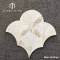 Art Deco Fan Shape Milano White Marble Mosaic Tile with Brass Inlay Waterjet Wall Tile for Villa Interior