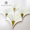 Art Deco Fan Shape Milano White Marble Mosaic Tile with Brass Inlay Waterjet Wall Tile for Villa Interior