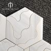 Milano White Marble Hexagon Waterjet Mosaic Tile with Topographic Contour Pattern for Villa and hotel Project