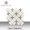 Custom Interior Decoration Wall  Flower Pattern Mosaic Supplier Milano White and Gold Metal Waterjet Mosaic