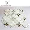 Custom Interior Decoration Wall  Flower Pattern Mosaic Supplier Milano White and Gold Metal Waterjet Mosaic