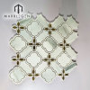 Custom Interior Decoration Wall  Flower Pattern Mosaic Supplier Milano White and Gold Metal Waterjet Mosaic