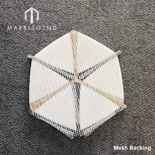 Bespoke Hexagon Waterjet Mosaic Supplier Milano White and Green Marble Mosaic Flooring Tiles