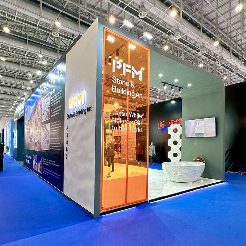 PFM Tasso White Marble Shines at Xiamen Stone Fair, Drawing Global Attention