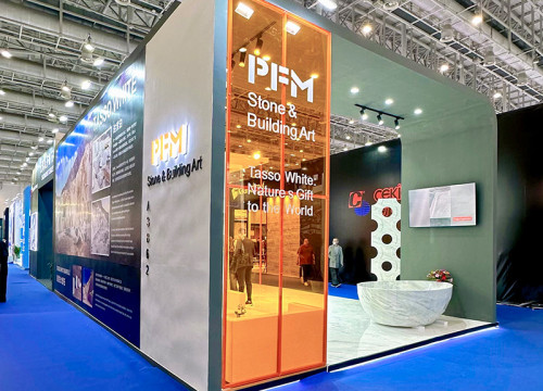 PFM Tasso White Marble Shines at Xiamen Stone Fair, Drawing Global Attention