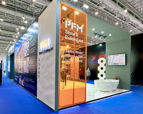 PFM Tasso White Marble Shines at Xiamen Stone Fair, Drawing Global Attention