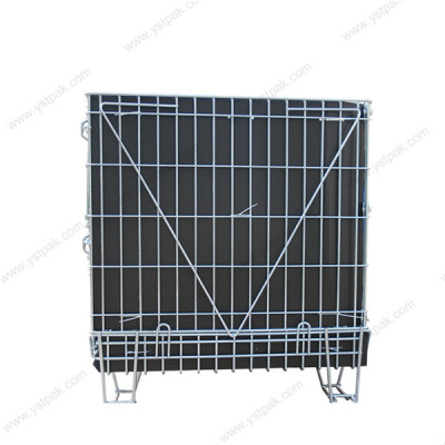 Industrial galvanized PP sheet metal stackable storage bulk wire mesh cage for warehouse