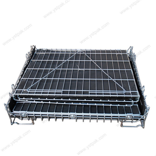Industrial galvanized PP sheet metal stackable storage bulk wire mesh cage for warehouse