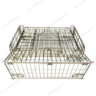 Factory direct europe fold locking metallic champagne wire mesh cage for wine storage