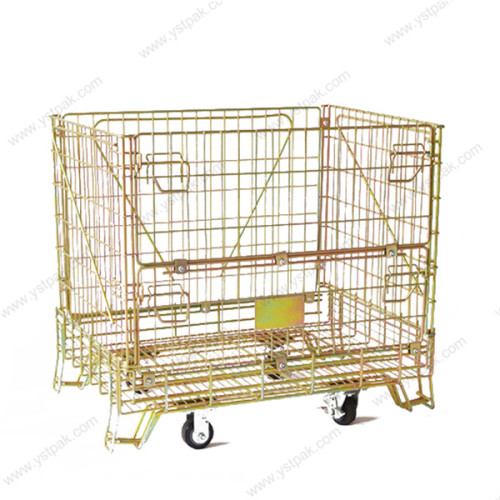 Euro warehouse stacking folding welded wine storage steel wire mesh containers