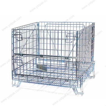 Euro warehouse stacking folding welded wine storage steel wire mesh containers