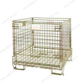 Custom industrial warehouse welded stackable collapsible forklift steel wire mesh storage baskets
