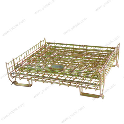 Custom industrial warehouse welded stackable collapsible forklift steel wire mesh storage baskets